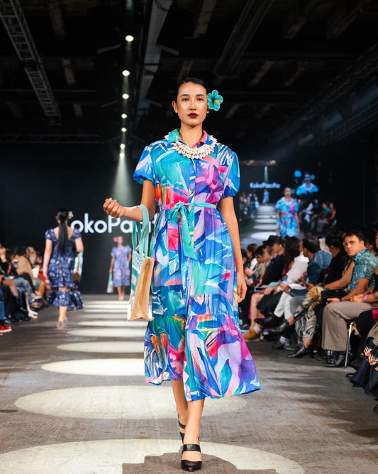 Koko Pacific Long Dress - LavaBird Blues