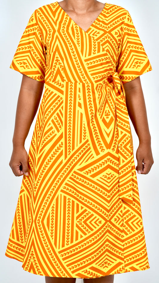 Eveni Pacific Ladies Lily Wrap Dress - Yellow Horizon Haze