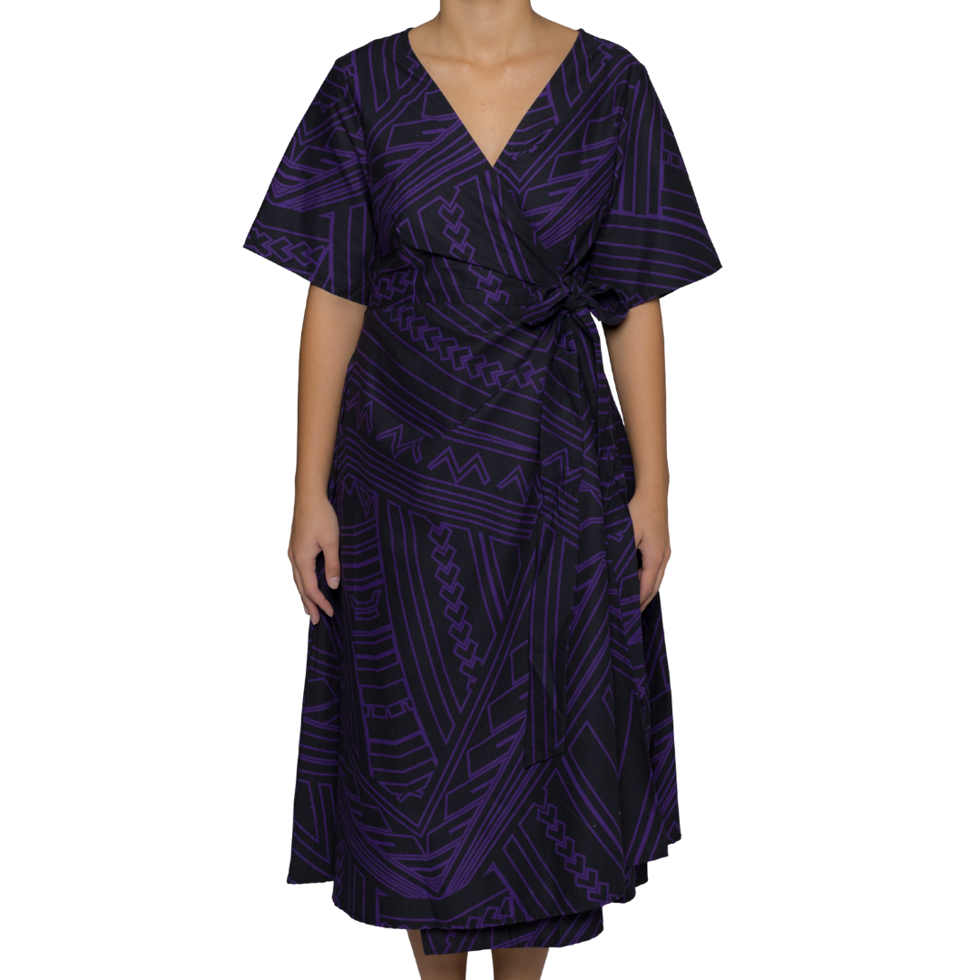 Eveni Pacific Ladies Lily Wrap Dress - Mauga Maroon