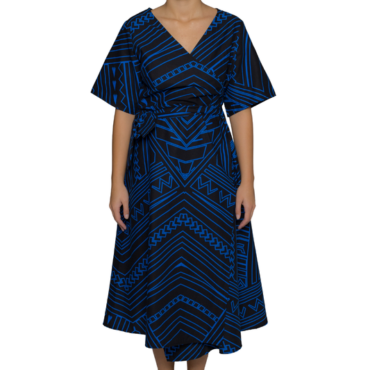 Eveni Pacific Ladies Lily Wrap Dress - Tala Blue