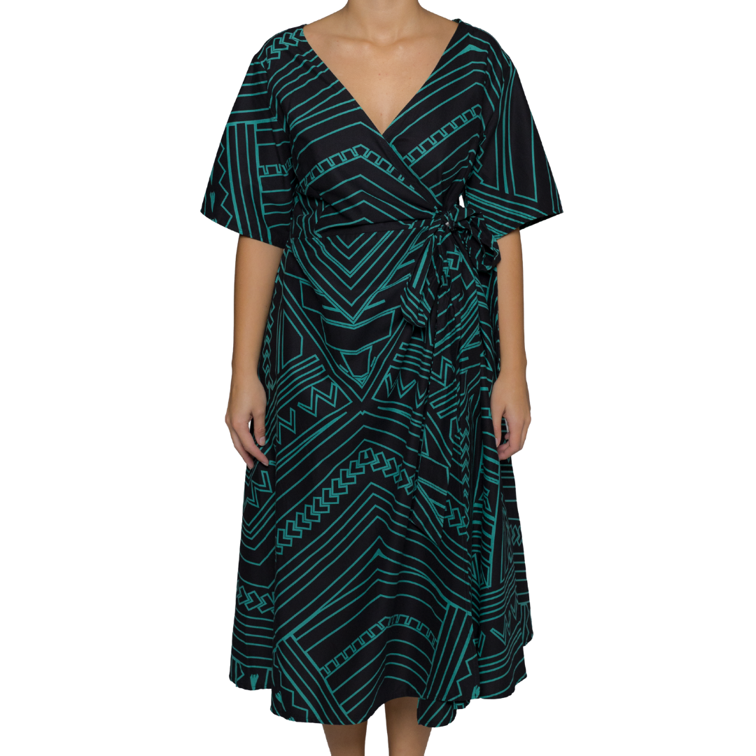 Eveni Pacific Ladies Lily Wrap Dress - Vaea Teal