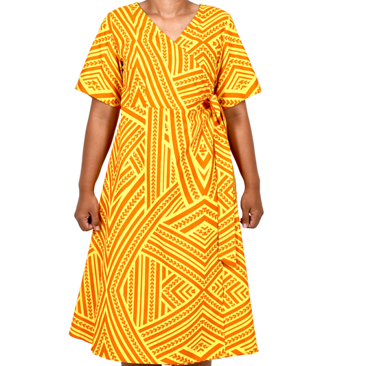 Eveni Pacific Ladies Lily Wrap Dress - Yellow Horizon Haze