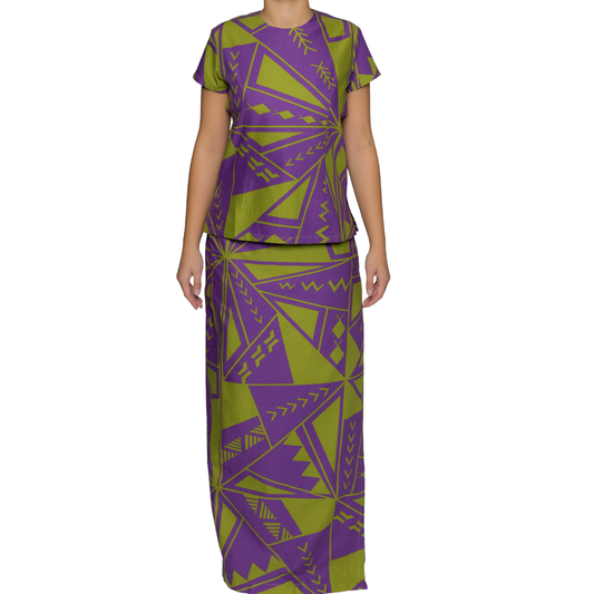 Eveni Pacific Ladies Puletasi Set - Willow Moss