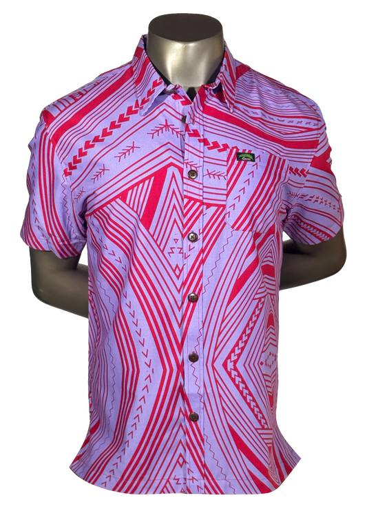 Eveni Pacific Men's Classic Elei Shirt - Sparkle Lilac