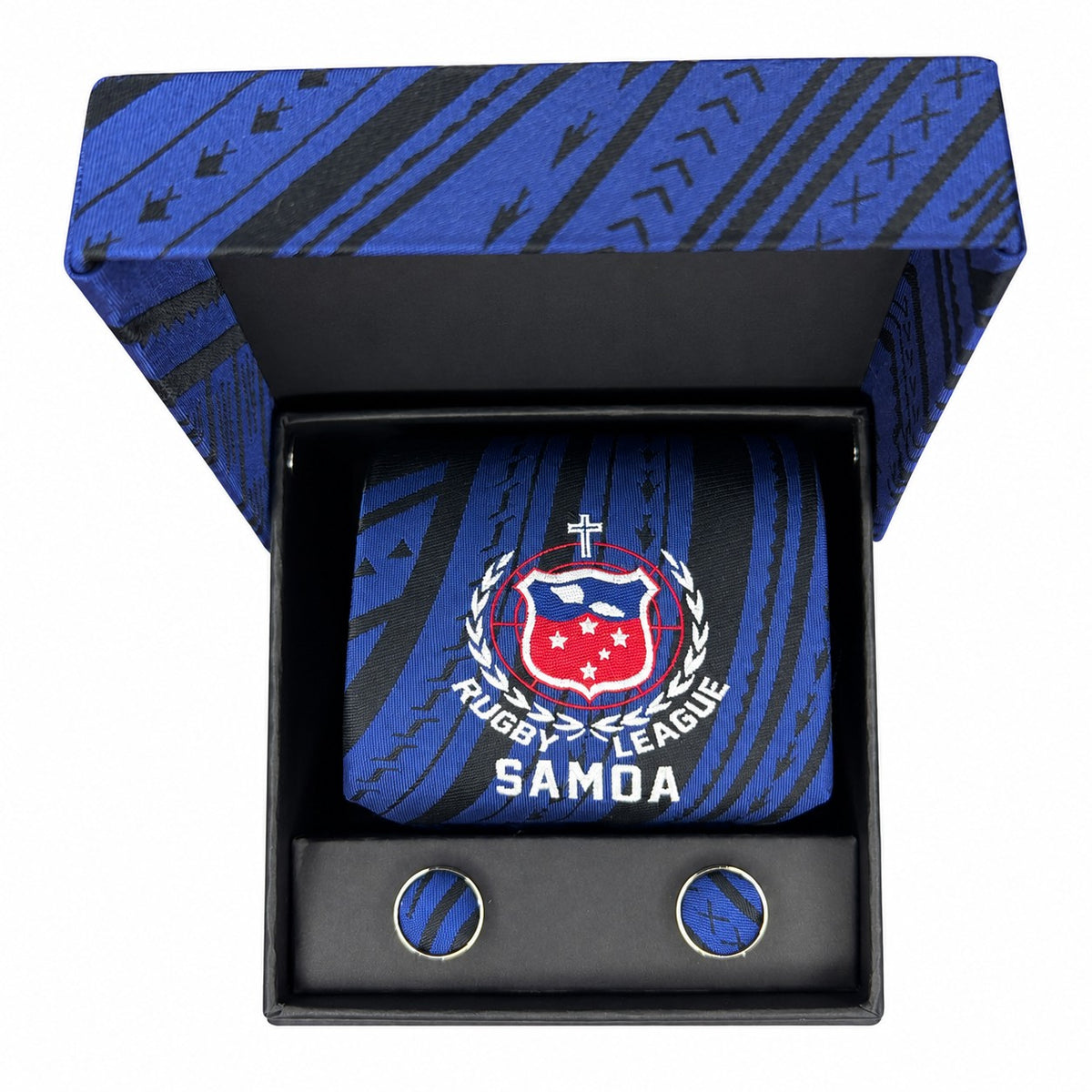 Official Samoa Rugby League Tie & Cufflink Gift Set - Toa Navy