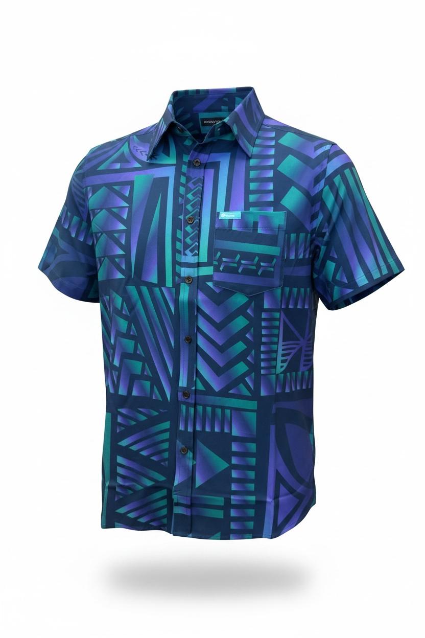 Koko Pacific Premium Elei Shirts s/s Teal Eclipse