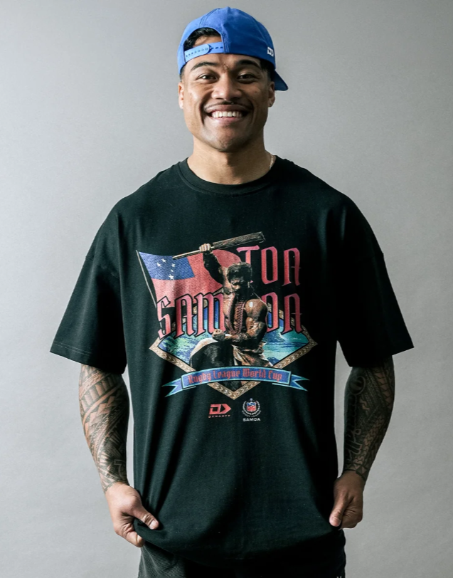 Toa Samoa Rugby League Adults Oversized Tee - Black