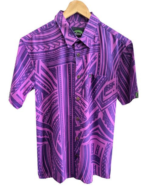 EVENI PACIFIC MENS CLASSIC SHIRT SS - VANILLA PURPLE