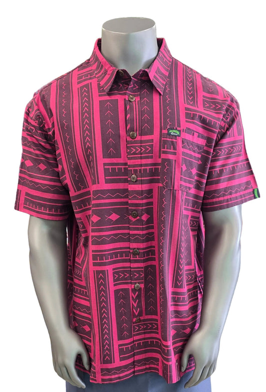 Eveni Pacific Men's Classic Elei Shirt - Cherry Sherbet