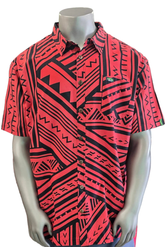 Eveni Pacific Men's Classic Elei Shirt - Vino Red