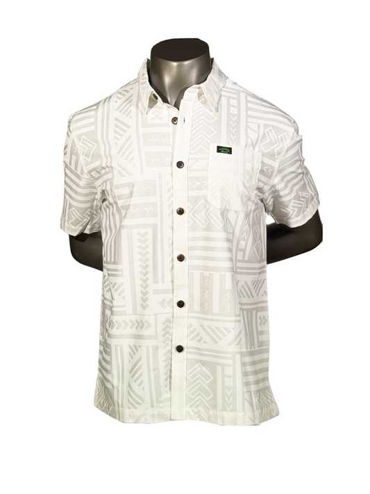 Eveni Pacific Men's Classic Elei Shirt - Moonlit White