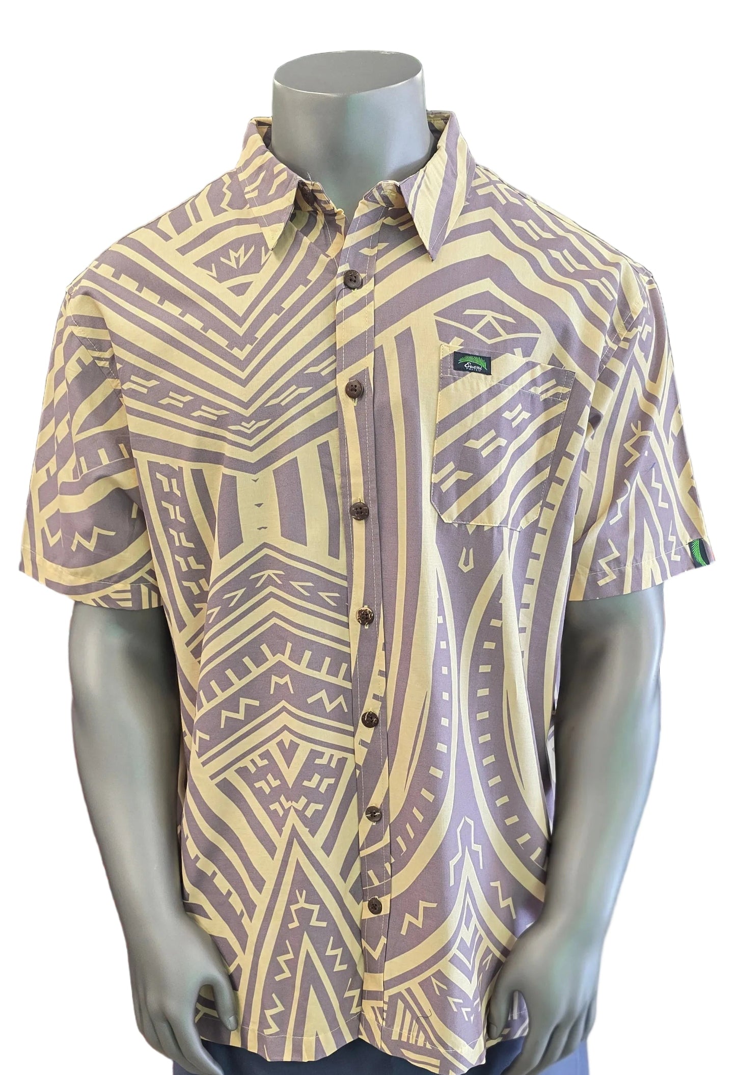 Eveni Pacific Men's Classic Elei Shirt - Premium Tan