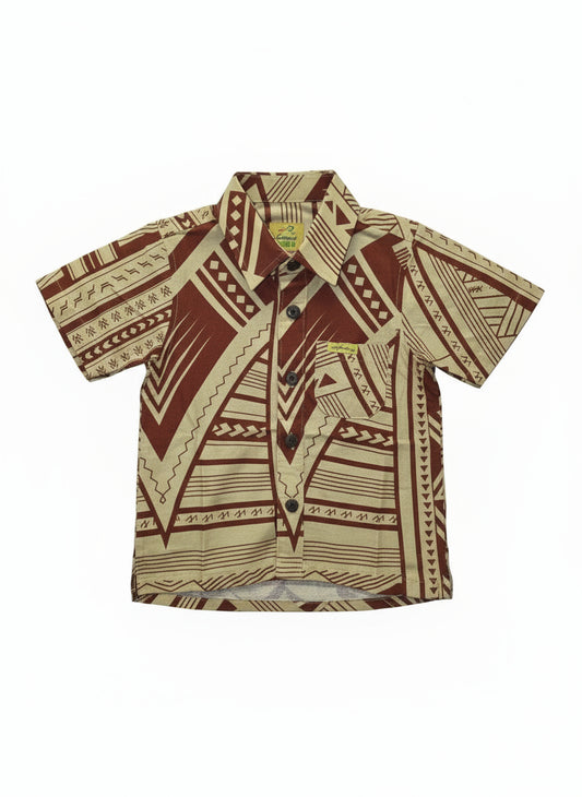 Eveni Pacific Boys Classic Elei Shirt - Paradise Brown