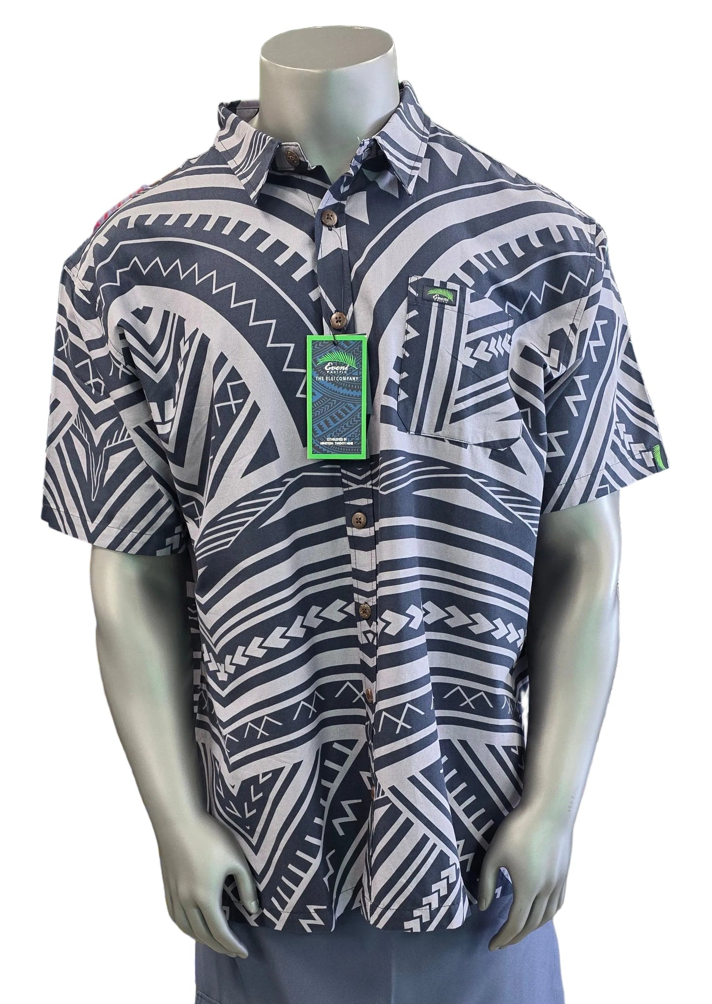 Eveni Pacific Men's Classic Elei Shirt - Grand Slam Grey