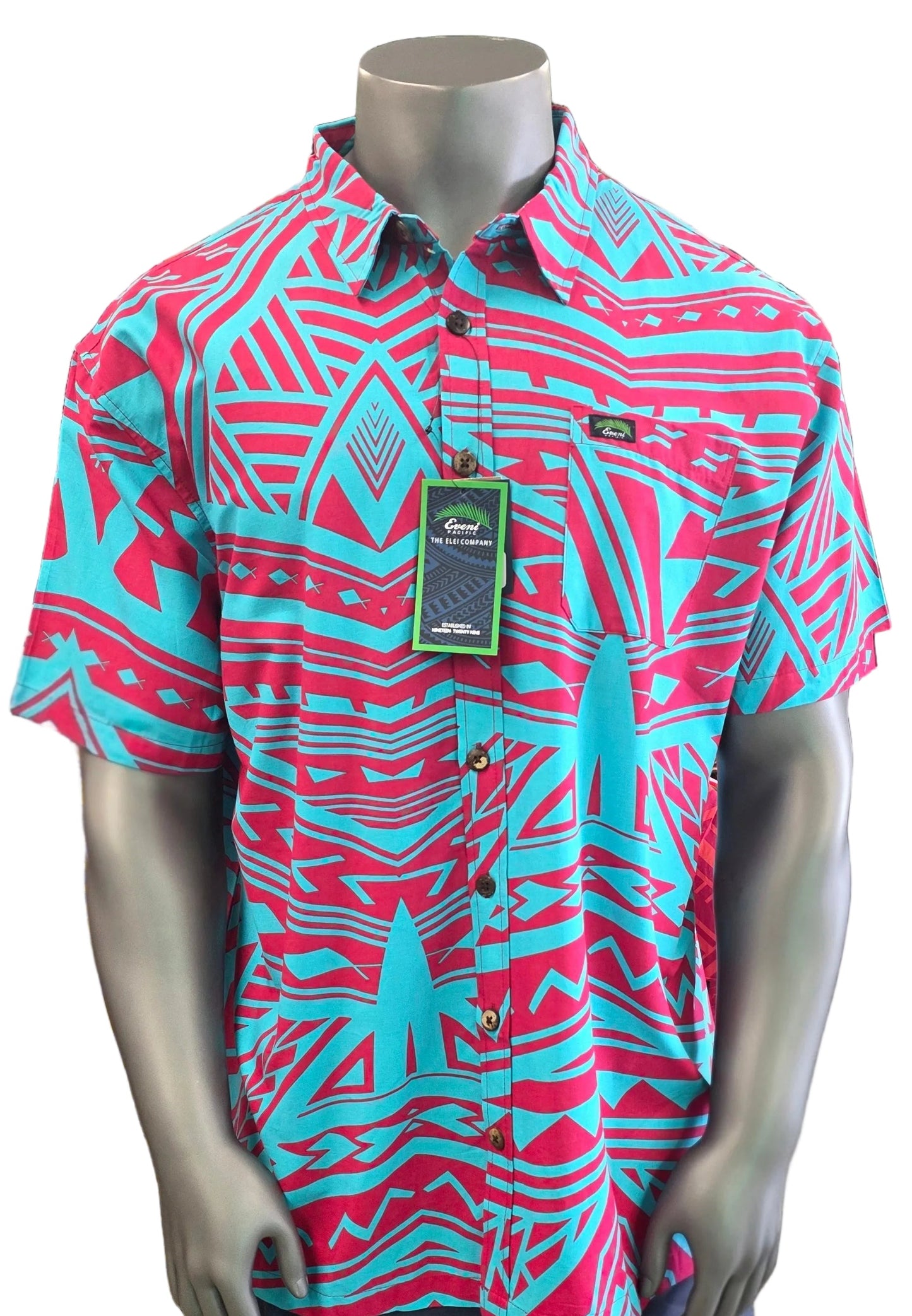 Eveni Pacific Men's Classic Elei Shirt - Tycoon Red