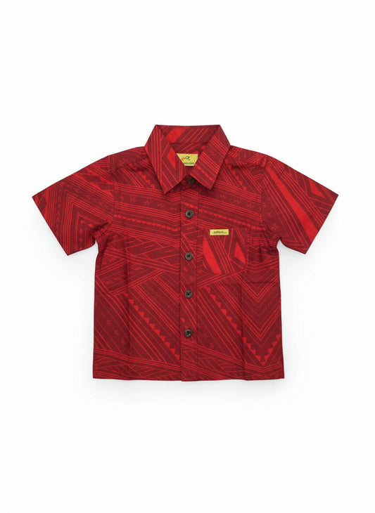 Eveni Pacific Boys Classic Elei Shirt - Conservation Red
