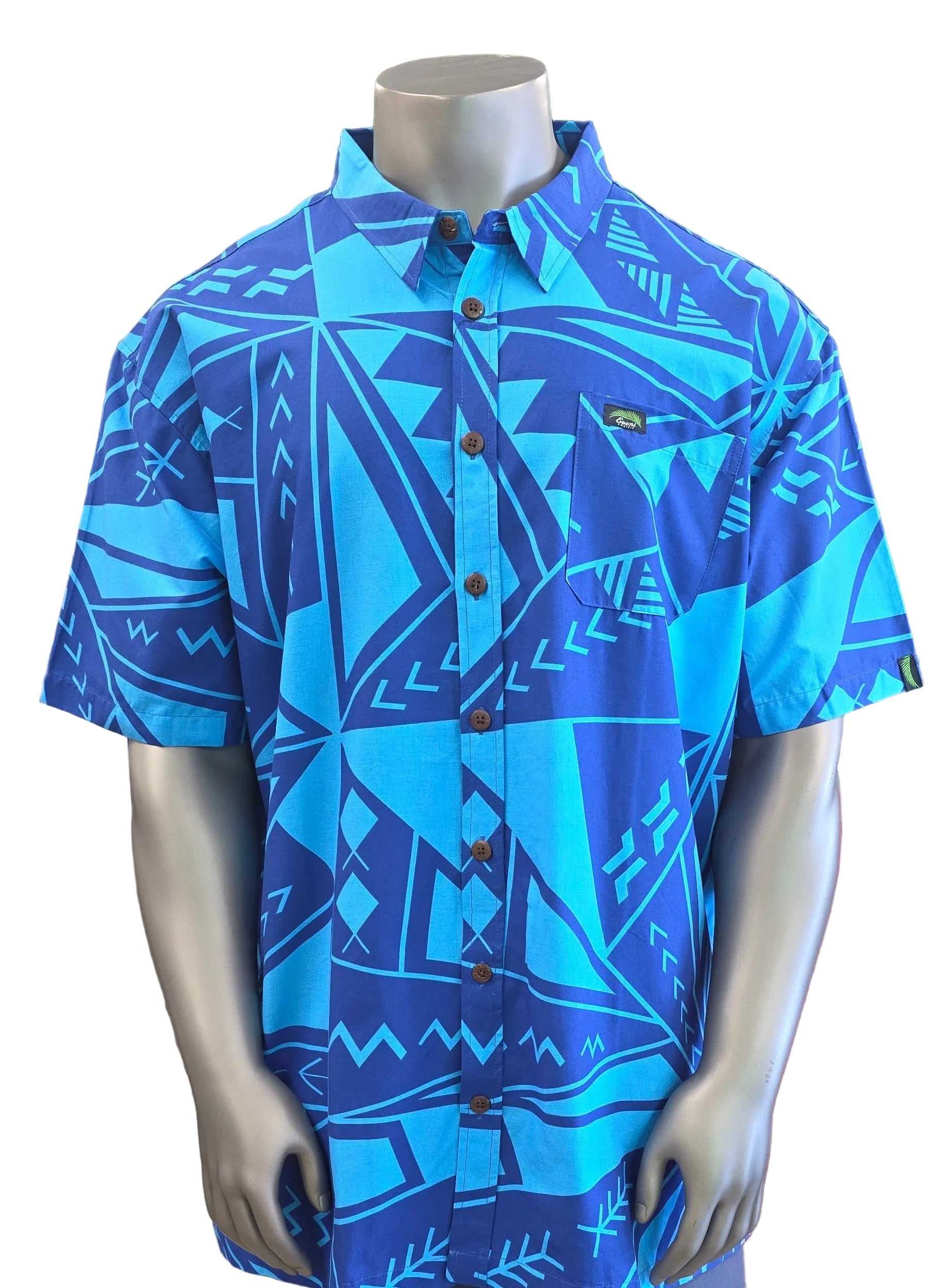 Eveni Pacific Men's Classic Elei Shirt - Solo Blue