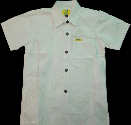 Eveni Pacific Boys Classic Elei Shirt - Lotus White