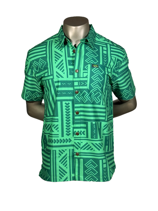 Eveni Pacific Men's Classic Elei Shirt - Teal Glow
