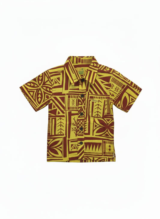 Eveni Pacific Boys Classic Elei Shirt - Relax Red/Yellow