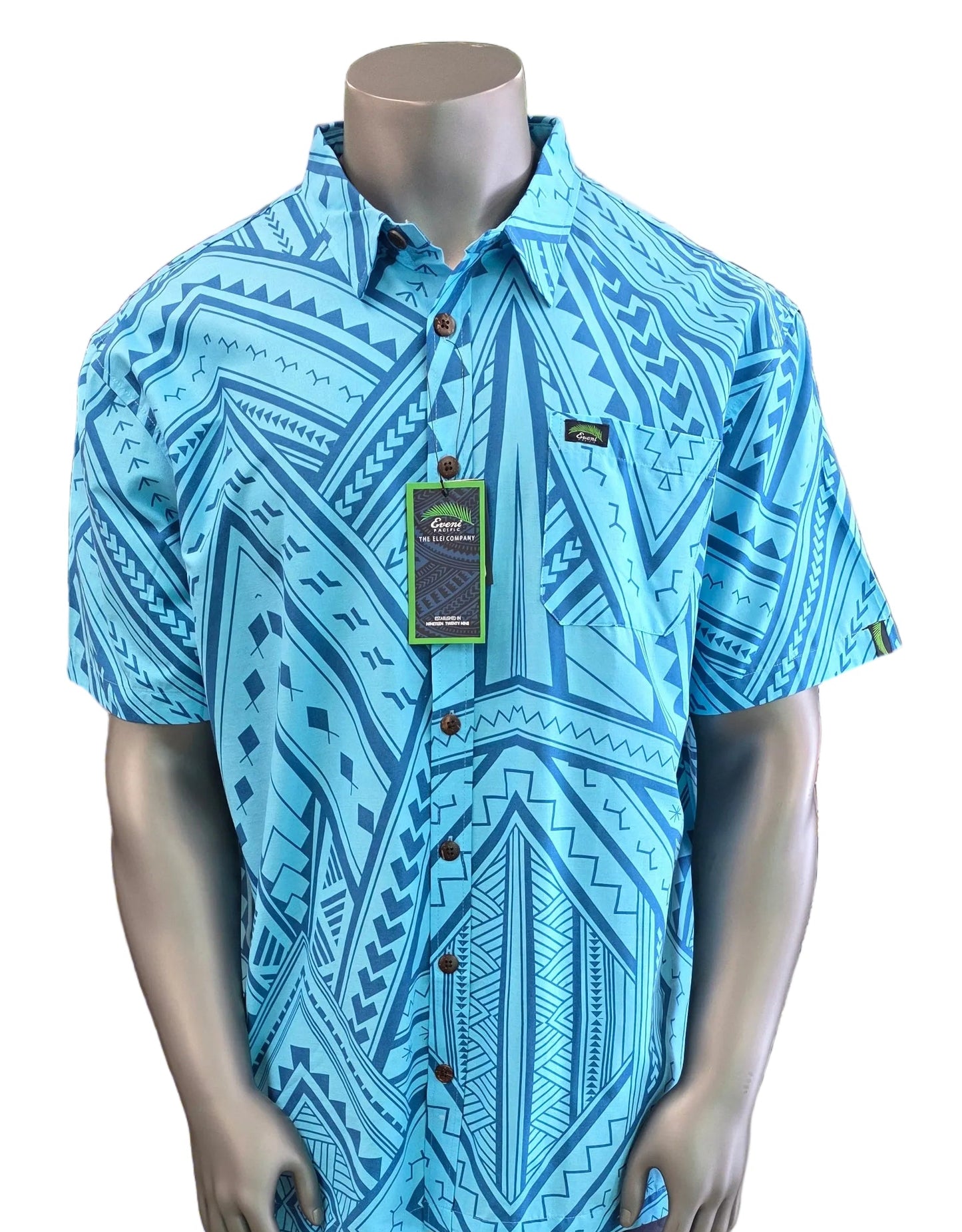 Eveni Pacific Men's Classic Elei Shirt - Antique Blue
