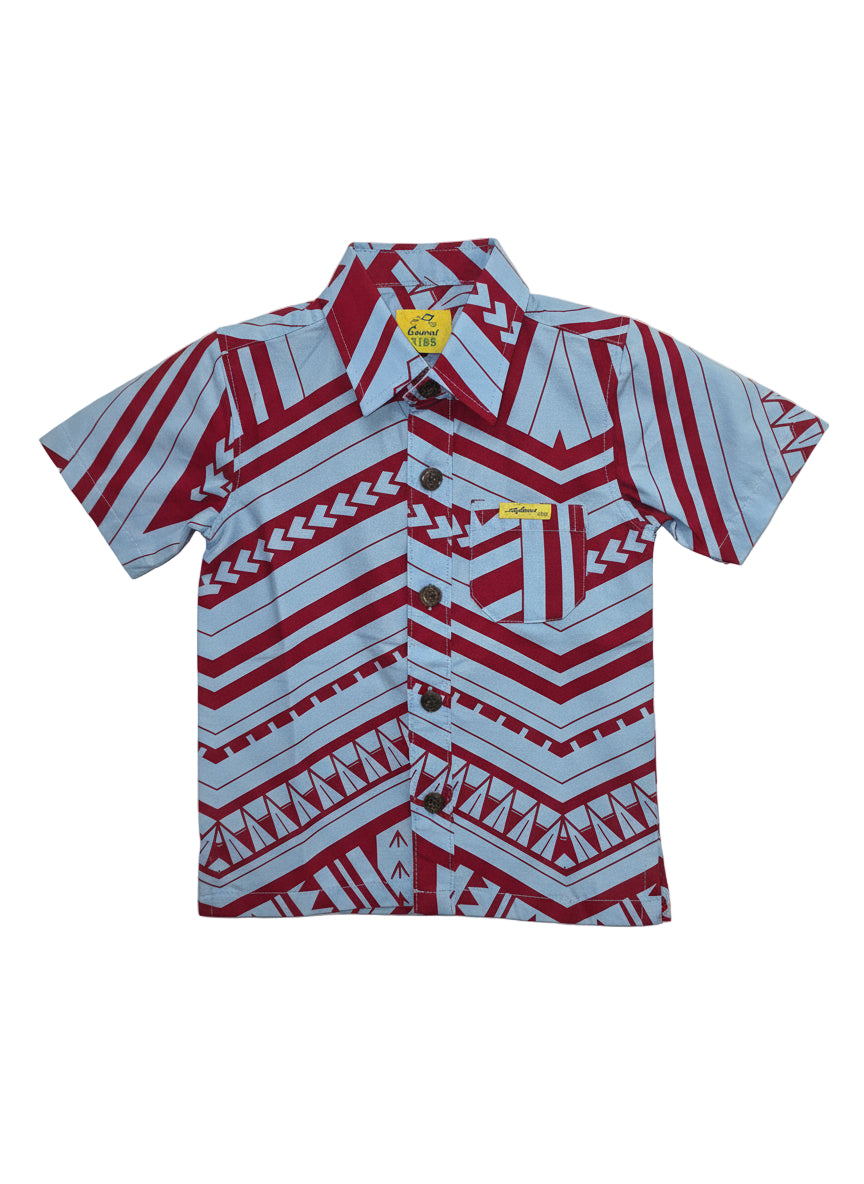 Eveni Pacific Boys Classic Elei Shirt - Tradie Blue