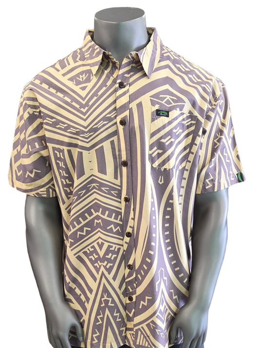 Eveni Pacific Men's Classic Elei Shirt - Premium Tan