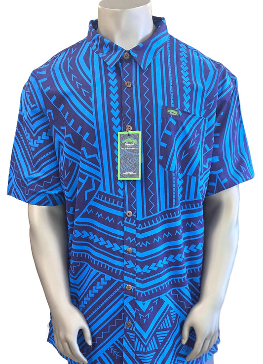 Eveni Pacific Men's Classic Elei Shirt - Blue Belle