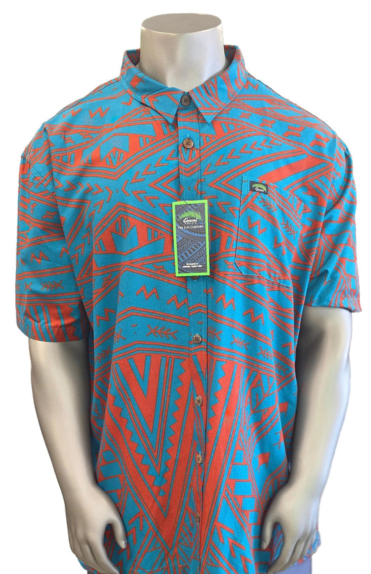 Eveni Pacific Men's Classic Elei Shirt - Spring Orange
